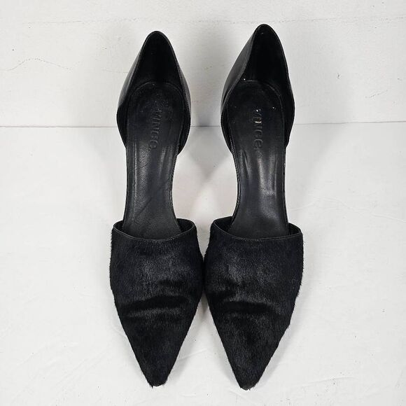 VINCE Claire Pony Hair Leather D'Orsay Pumps Black 9.5 - Picture 5 of 11